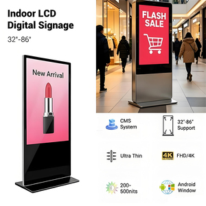 Totem publicitaire vertical LCD tactile Android ultra-fin 2K 4K de 49 50 pouces sur pied - Product Image 2