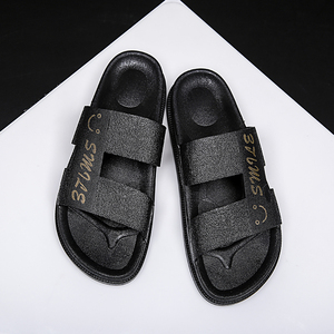 New Trung Quốc Giá Rẻ Thời Trang Tùy Chỉnh Ngoài Trời Đen Dép Nam Dép Slide <span class=keywords><strong>Sandals</strong></span> - Product Image 2