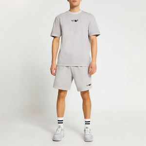 Ventes en gros de tenues 100% coton, épaisses et lourdes, 210 g/m², <span class=keywords><strong>cargo</strong></span>, t-shirt personnalisé <span class=keywords><strong>avec</strong></span> short pour hommes - Product Image 3