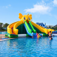 Toboggan aquatique gonflable commercial de qualité supérieure sur le thème de l'éléphant avec piscine