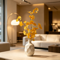 Branche de feuille de Ginkgo jaune hautement réaliste, fausse feuillage d'automne, tige de verdure pour la décoration de meubles modernes, de halls d'exposition et de vases