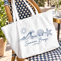 Sac fourre-tout en toile imprimé personnalisé, sac fourre-tout pour les vacances à la plage, sac de shopping réutilisable, sac de voyage pour les vacances