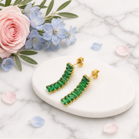 Boucles d'oreilles pendantes en cristal plaqué or 18 carats en acier inoxydable résistant à la transpiration, bijoux porte-bonheur tendance pour le quotidien et les soirées