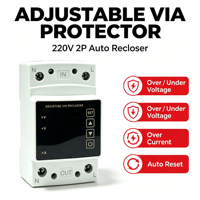 Protecteur de surtension et de sous-tension BAVAA 2P, AC220V 40A/63A/80A/100A, dispositif de protection de tension à réinitialisation automatique sur rail DIN