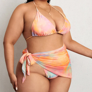 <span class=keywords><strong>Maillot</strong></span> <span class=keywords><strong>de</strong></span> <span class=keywords><strong>bain</strong></span> Tie Dye à bretelles longues, grande taille XXL XXXL, Sarong, ensemble <span class=keywords><strong>de</strong></span> 3 pièces pour la plage - Product Image 2