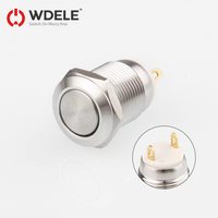 WD12mm Interrupteur à bouton-poussoir en métal Corps court Combinaison 1NO Instantané Sans bouton lumineux