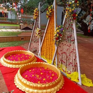 <b>Fiber</b> <b>Urli</b> Lotus Floral for <b>Haldi</b> Ceremony and Wedding Ceremonies Traditional Beautiful Golden Shape 5 Ft Diameter Big Size OEM - Product Image 1