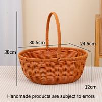 Panier en rotin synthétique tressé avec poignées, panier décoratif vintage pour mariage, demoiselle d'honneur, arrangements floraux, fruits, maison