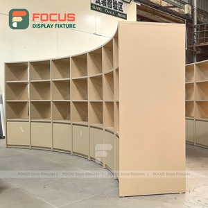 Custom Retail Store Curved <b>Wooden</b> Shelving Display Fixture Modular Shop Furniture Island Showcase Cabinet - Product Image 4