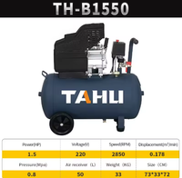 Compresseur d'air portable 50L 1,5 CV, lubrifié, petit, électrique, à entraînement direct, à piston, refroidissement par air, pour usage domestique