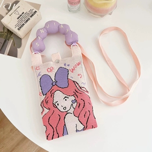 2026 Vielseitige Niedliche Mini Gestrickte Langlebige Polyester Handytasche mit Verstellbarem Riemen Neue Mode Mädchen Casual Tragetasche - Product Image 4