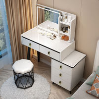 Coiffeuse de luxe moderne intégrée avec miroir éclairé et meuble de rangement pour chambre à coucher et mobilier de maison contemporain