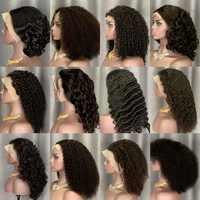 Wig Bob Pendek Lurus Murah, Rambut Asli Manusia, HD Full Transparent Lace Front Wig, Rambut Asli Manusia India Mentah, Wig Lace Frontal