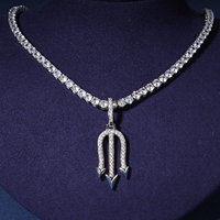 Mode hommes Hip Hop bijoux 925 argent Sterling VVS Moissanite diamant collier vente chaude glacé Trident pendentif