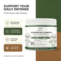 Complexe de champignons naturels OEM, poids net 170g, 60 portions, pour le soutien immunitaire, cognitif et énergétique, complément alimentaire