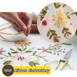 कला पादरी हाथ कढ़ाई टेबलटाट नई डिजाइन सूरजमुखी कढ़ाई रिबन टेबलटाट - Product Image 3