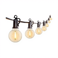 Guirnalda de Luces LED Metálicas para Exteriores HIGH HOME, G40, 25 Pies, IP65, Recargable con Energía Solar, Luz Blanca Cálida 2700K, con Sensor de Movimiento