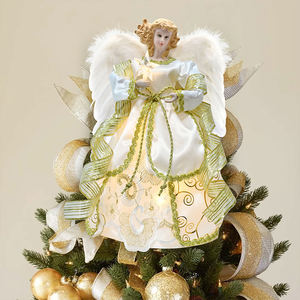 Décoration de sommet d'arbre de Noël en forme d'ange LED haut de gamme, ange fait à la main pour le sommet de l'arbre avec des lumières blanc chaud, imperméable et durable pour les fêtes - Product Image 6
