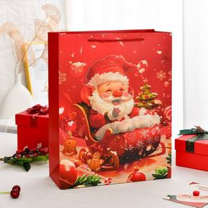 Großhandel Luxuriöse Rote Weihnachts-Geschenktüten aus Papier mit Henkeln für Feiertage und Partys - Product Image 4