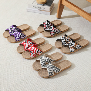 Sandali Unisex Estivi da Interno Comodi con Punta Aperta in <span class=keywords><strong>Lino</strong></span> e Suola in EVA, Fodera in <span class=keywords><strong>Lino</strong></span>, <span class=keywords><strong>Calzature</strong></span> Portatili in Plastica - Product Image 4