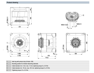 พัดลมแบบแรงเหวี่ยง Ebm-papst รุ่น K3G630-AS05-01 EC ประสิทธิภาพสูง สำหรับระบบระบายความร้อนในอุตสาหกรรม  OEM IP54 11000W 630 มม. - Product Image 4
