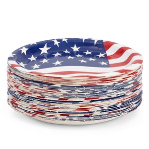 Venta caliente 4 de Julio 350gsm pizarra blanca plato de papel desechable moderno aprobado por la FDA 9 pulgadas Color CMYK para suministros para fiestas - Product Image 3