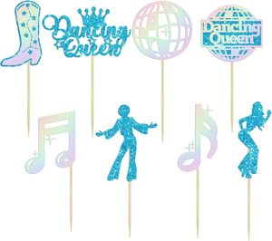 Décorations de gâteaux « Dancing Queen » : Toppers scintillants, boules disco, notes de <span class=keywords><strong>musique</strong></span>, chanteuses <span class=keywords><strong>pour</strong></span> mariages, anniversaires féminins et fournitures de décoration de gâteaux. - Product Image 3