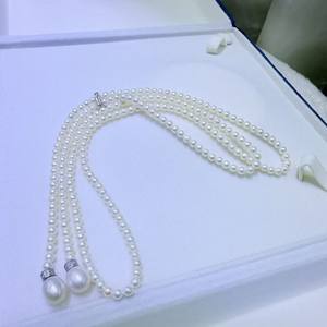 คอลเลคชั่นฤดูใบไม้ร่วง-ฤดูหนาว สร้อยคอมุกน้ำจืดทรงกลม 3.5-4 มม. แทบไร้ตำหนิ ขนาด 8-9 มม. พร้อมตัวล็อคอเนกประสงค์สำหรับใส่กับเสื้อไหมพรม - Product Image 5