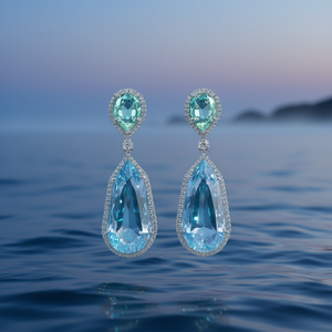 Boucles d'oreilles pendantes en cristal bleu marine E1074 pour femme, bijoux de luxe sertis clos en forme de goutte d'eau pour soirée - Product Image 2