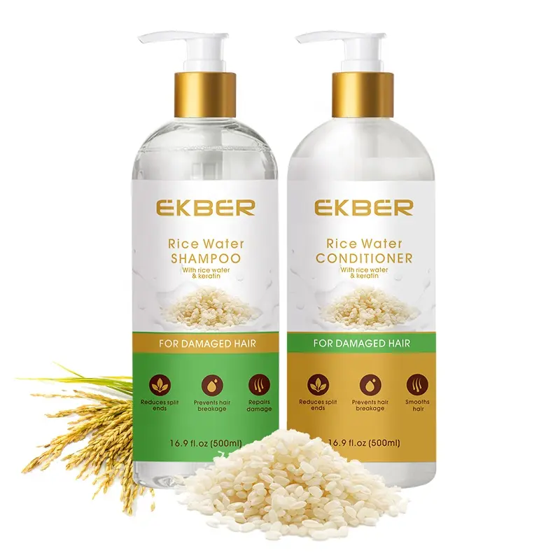 Customize Logo Rice Shampoo Hair-loss Prevention Organic Rice Water Hair Care Scalp Care Anti Hair Loss Shampoo