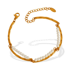 Pulsera de Perlas de Doble Capa, Acero de Titanio, Chapado en Oro de 18K, Apilable, Joyería Unisex, Regalo - Product Image 5