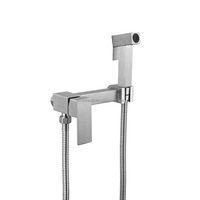 Sistema de ducha monomando de acero inoxidable 304 cepillado con rociador de lluvia, pistola pulverizadora para bidé, válvula de cerámica, montaje en pared para baño, 2 orificios, moderno