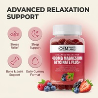 Gummies OEM 400mg de glycinate de magnésium Plus+ avec Ashwagandha et Mélisse, 60 unités, Complément de relaxation, Marque privée
