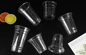 Venda quente de copos de plástico descartáveis PP transparente com tampa para bebidas frias personalizadas