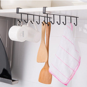 <b>Kitchen</b> wrought iron nail-free <b>hooks</b>, multi-row cabinet storage rack, six-row <b>hooks</b>, wardrobe 6-<b>hook</b> organizer. - Product Image 2