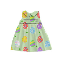 Nouveau produit Explosion dernière mode vert sans manches coloré oeufs impression filles robes pour Pâques