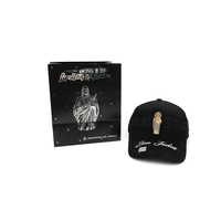 Topi Mewah Gaya Baru San Judas Tadeo Bordir 3D Salib Logam Berhias Berlian Imitasi Patch Logam Logo Kustom Religius Suede BigbossHat