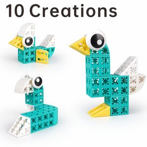 PUNGROW 15 PCS 교육용 플라스틱 블록 세트 미니 동물 장난감 숲 장면 건물 유아를위한 DIY 조립 포장 포함 - Product Image 2