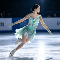 Robe de patinage artistique dégradé violet menthe, manches longues, dos en V profond, strass, costume de performance de patinage personnalisé pour enfants, adolescents et adultes