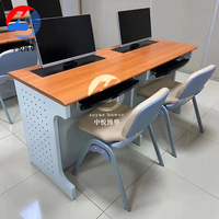 Bureau d'ordinateur moderne en acier KD personnalisé avec élévateur d'écran et écran caché, table d'examen pour l'école/atelier