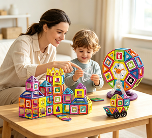 <span class=keywords><strong>Jeu</strong></span> de construction magnétique 3D pour enfants, 108/118 pièces, motifs animaux, avec boîte de rangement, idéal pour l'apprentissage et le <span class=keywords><strong>jeu</strong></span> des tout-petits - Vente Flash - Product Image 1