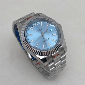 Montre pour homme de 41 mm avec lunette cannelée, cadran vert lumineux avec index en forme de bâtonnets, verre saphir, compatible avec le mouvement 8285 - Product Image 2