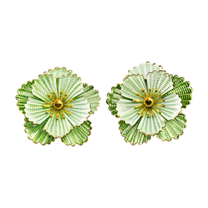 Boucles d'oreilles tendance en acier inoxydable 316L avec placage or PVD, design floral vert durable et résistant - Product Image 2