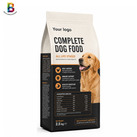 Sachet d'emballage personnalisé imprimé haute barrière pour croquettes, 2,5 kg et 5 kg, grande capacité, à soufflets latéraux, pour aliments pour animaux de compagnie, avec fermeture éclair