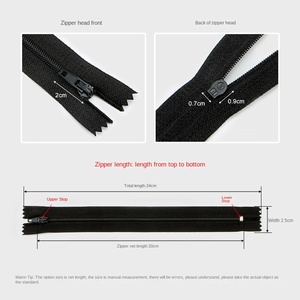 Phụ kiện túi quần áo bằng hợp kim kẽm nhiều màu, chất liệu nylon, có khóa kéo đuôi, đầu khóa kéo thân thiện với môi trường - Product Image 2