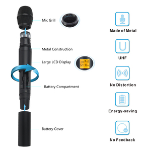 Micrófono Inalámbrico Dinámico Profesional de 4 Canales Xtuga A400 con Auriculares UHF de 2 Canales y Micrófono de Solapa para Uso en Estudio y Escenario - Product Image 3