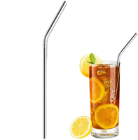 Pailles à boire en acier inoxydable, pailles en métal réutilisables, pailles droites et courbées, accessoires de bar pour cocktails