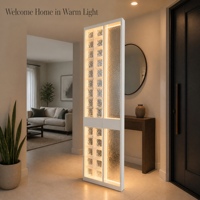 Cloison décorative de luxe en acier inoxydable avec briques de verre lumineuses à LED pour hôtel et salon