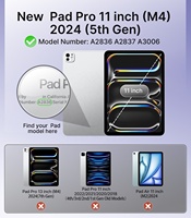 MoKo Coque transparente ultra mince Coque souple en TPU translucide givré Coque arrière à trois volets pour iPad Pro 11 pouces 5th Gen Case M4 2024