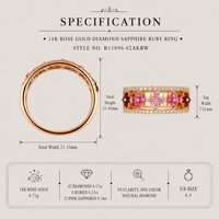 18K Gold Rosa Saphir Blumen- & Naturdiamant Pavé Breiter Bandring Luxuriöser Statement-Schmuck für Frauen Motiv Hohl Mehrfarbig